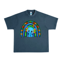 Midnight Navy autism elephant rainbow Urban Heavy Tee - Zillion Design Studio