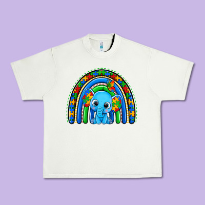 Autism Elephant Rainbow Urban Heavy Tee Designed By Zillion Design Studio