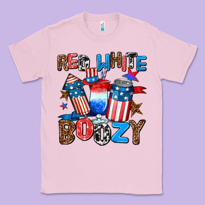 Red White Boozy Classic Tee Designed By Adodesignshop