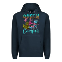 Navy Queen Of The Camper Premium Hoodie - BundleAndBundleShop