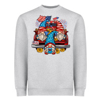 Heather Grey 4th of july gnomes farm truck Heavyweight Sweatshirt - Zillion Design Studio