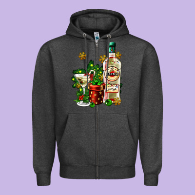 Cocrtail Martini And Gift And Snow Zipper Hoodie Designed By Adodesignshop