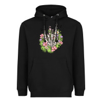 Black skeleton flowers Heavyweight Hoodie - MaliasSmallBusiness
