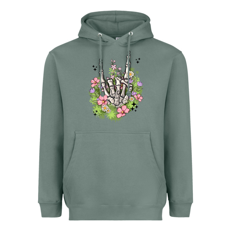 Skeleton Flowers Heavyweight Hoodie by MaliasSmallBusiness | Teevron