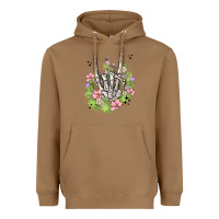 Toasted Coconut skeleton flowers Heavyweight Hoodie - MaliasSmallBusiness
