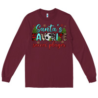 Burgundy santa s favorite soccer player Long Sleeve Tee - JahusDesignShop