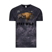 Cloud Black stay wild bison Vintage Tee - RanaPortraitStore