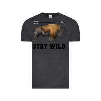 Vintage Black stay wild bison Vintage Tee - RanaPortraitStore