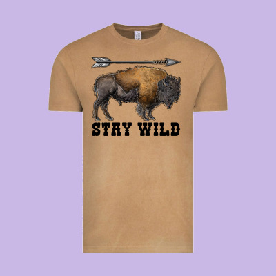 Stay Wild Bison Vintage Tee Designed By Ranaportraitstore