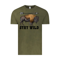 Vintage Olive stay wild bison Vintage Tee - RanaPortraitStore
