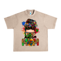 French Oak autism mom messy bun Urban Heavy Tee - Zillion Design Studio