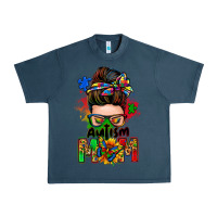 Midnight Navy autism mom messy bun Urban Heavy Tee - Zillion Design Studio