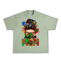 Oil Green autism mom messy bun Urban Heavy Tee - Zillion Design Studio