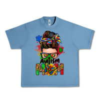 Pebble Blue autism mom messy bun Urban Heavy Tee - Zillion Design Studio