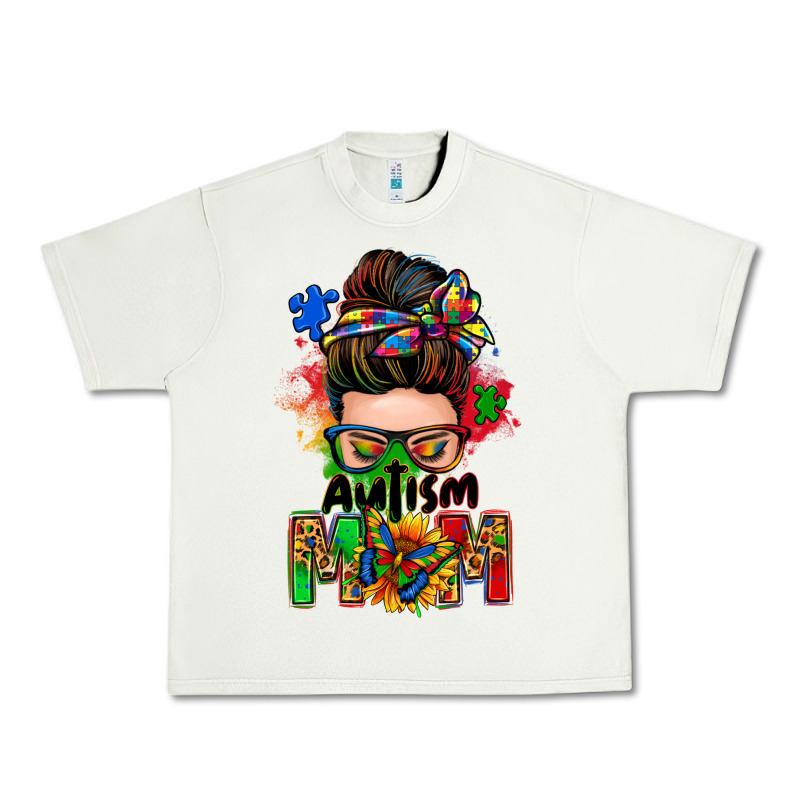 Autism Mom Messy Bun Urban Heavy Tee by Zillion Design Studio | Teevron