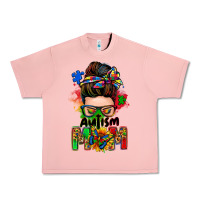 Salmon autism mom messy bun Urban Heavy Tee - Zillion Design Studio