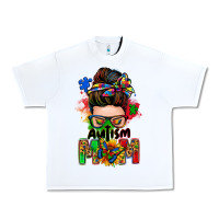 White autism mom messy bun Urban Heavy Tee - Zillion Design Studio