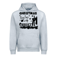Heather Grey Christmas Begins With Christ Urban Hoodie - Bettercallsaul