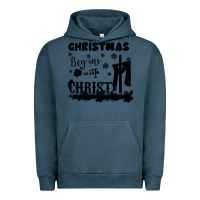 Pigment Midnight Navy Christmas Begins With Christ Urban Hoodie - Bettercallsaul