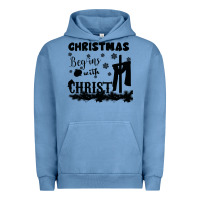 Pigment Pebble Blue Christmas Begins With Christ Urban Hoodie - Bettercallsaul