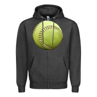 Charcoal Heather softball ball Zipper Hoodie - JahusDesignShop