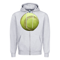 Heather Grey softball ball Zipper Hoodie - JahusDesignShop