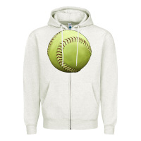 Oatmeal Heather softball ball Zipper Hoodie - JahusDesignShop