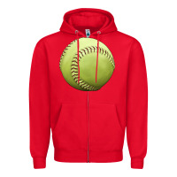 Red softball ball Zipper Hoodie - JahusDesignShop