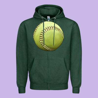 Softball Ball Zipper Hoodie Designed By Jahusdesignshop