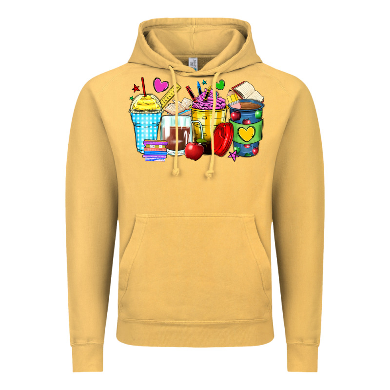 School Coffee Cups Vintage Hoodie by Zillion Design Studio | Teevron