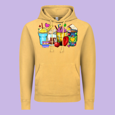 School Coffee Cups Vintage Hoodie Designed By Zillion Design Studio