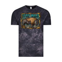 Cloud Black stay wild aztec bison Vintage Tee - RanaPortraitStore