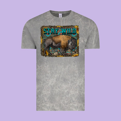 Stay Wild Aztec Bison Vintage Tee Designed By Ranaportraitstore
