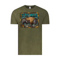 Vintage Olive stay wild aztec bison Vintage Tee - RanaPortraitStore
