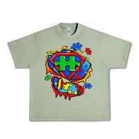 Oil Green autism superhero ripped tshirt Urban Heavy Tee - Zillion Design Studio