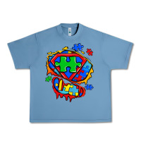 Pebble Blue autism superhero ripped tshirt Urban Heavy Tee - Zillion Design Studio