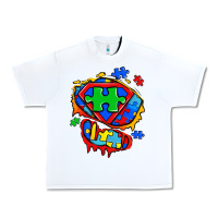 White autism superhero ripped tshirt Urban Heavy Tee - Zillion Design Studio