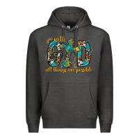 Charcoal Heather With God All Things Are Possible With Cross Premium Hoodie - BundleAndBundleShop