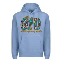 Colony Blue With God All Things Are Possible With Cross Premium Hoodie - BundleAndBundleShop