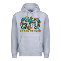 Heather Grey With God All Things Are Possible With Cross Premium Hoodie - BundleAndBundleShop