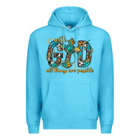 Ocean Blue With God All Things Are Possible With Cross Premium Hoodie - BundleAndBundleShop