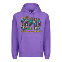 Purple With God All Things Are Possible With Cross Premium Hoodie - BundleAndBundleShop