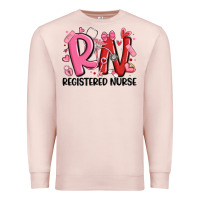 Pale Pink rn registered nurse valentines day Premium Sweatshirt - MaliasSmallBusiness