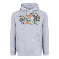 Heather Grey easter cross with bunny Heavyweight Hoodie - MaliasSmallBusiness