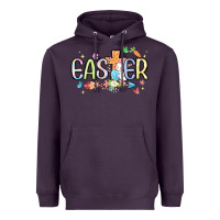 Plum easter cross with bunny Heavyweight Hoodie - MaliasSmallBusiness