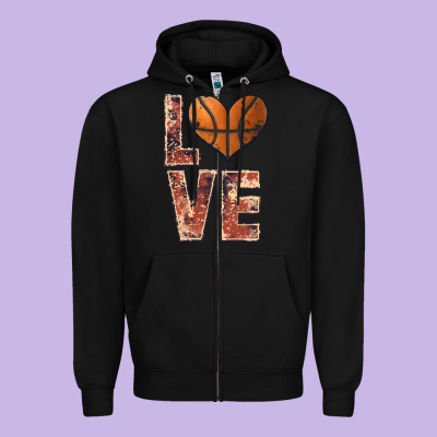 Basketball Love Zipper Hoodie Designed By Jahusdesignshop