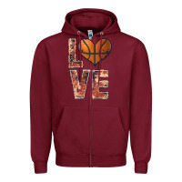Burgundy basketball love Zipper Hoodie - JahusDesignShop