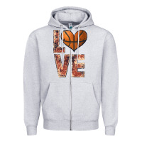 Heather Grey basketball love Zipper Hoodie - JahusDesignShop