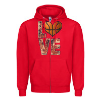 Red basketball love Zipper Hoodie - JahusDesignShop