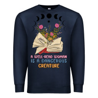 Navy a well read woman is a dangerous creature Premium Sweatshirt - MaliasSmallBusiness